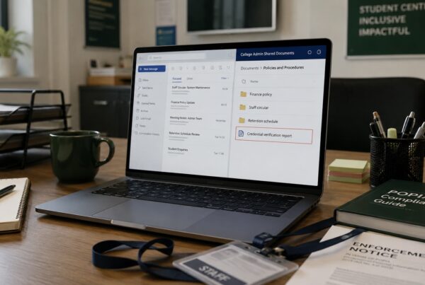Email and document folder on a laptop, illustrating a POPIA enforcement notice arising from a misdirected staff email.