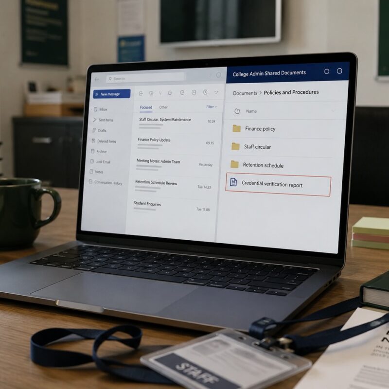 Email and document folder on a laptop, illustrating a POPIA enforcement notice arising from a misdirected staff email.